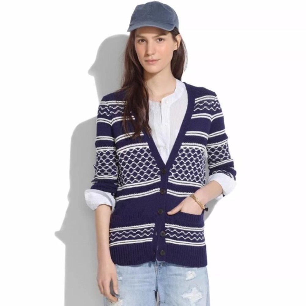 Madewell Blue Cozy Stitchway Cardigan Sweater‎